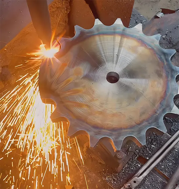 CMM precision measurement of cotton picker spindle drive sprockets — pitch tolerance verification at ±0.3% production standard
